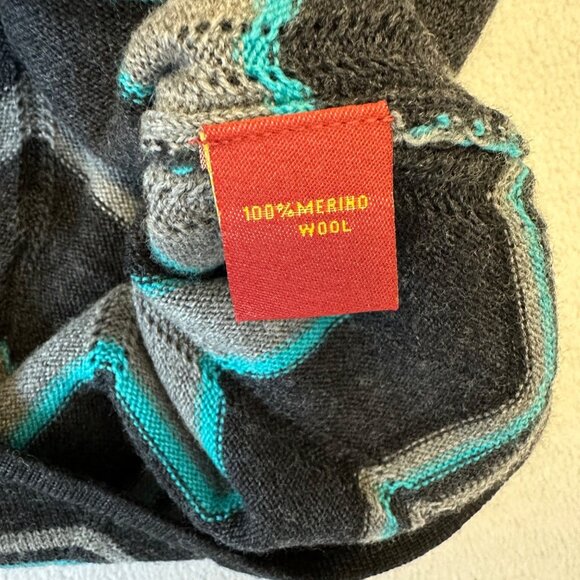 Krimson Klover 100% Merino Wool Chevron Knit Pull On Skirt Size M Short Gray - Picture 6 of 10